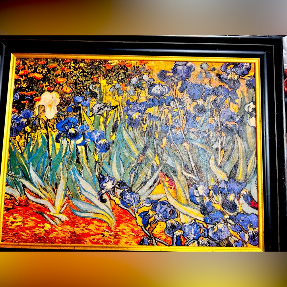 Irises with Burgeon Gold Framed Oil Painting, Multi-Color
